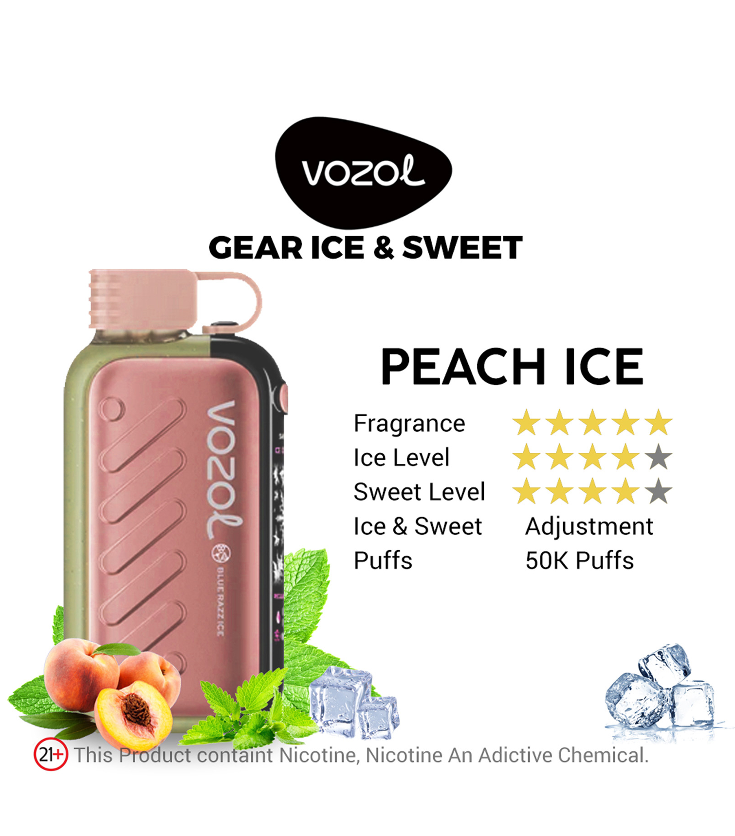 Vozol Gear and Sweet Gear Peach Ice